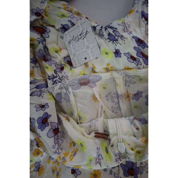 Free People Women's Sz XS Ivory Combo Floral "It Takes Two" Wrap Dress $128 - Picture 8 of 11